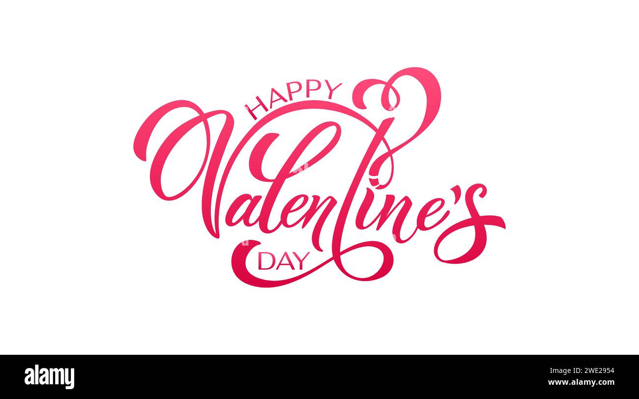 Happy Valentine's Day hand lettering vector type illustration. Vector ...