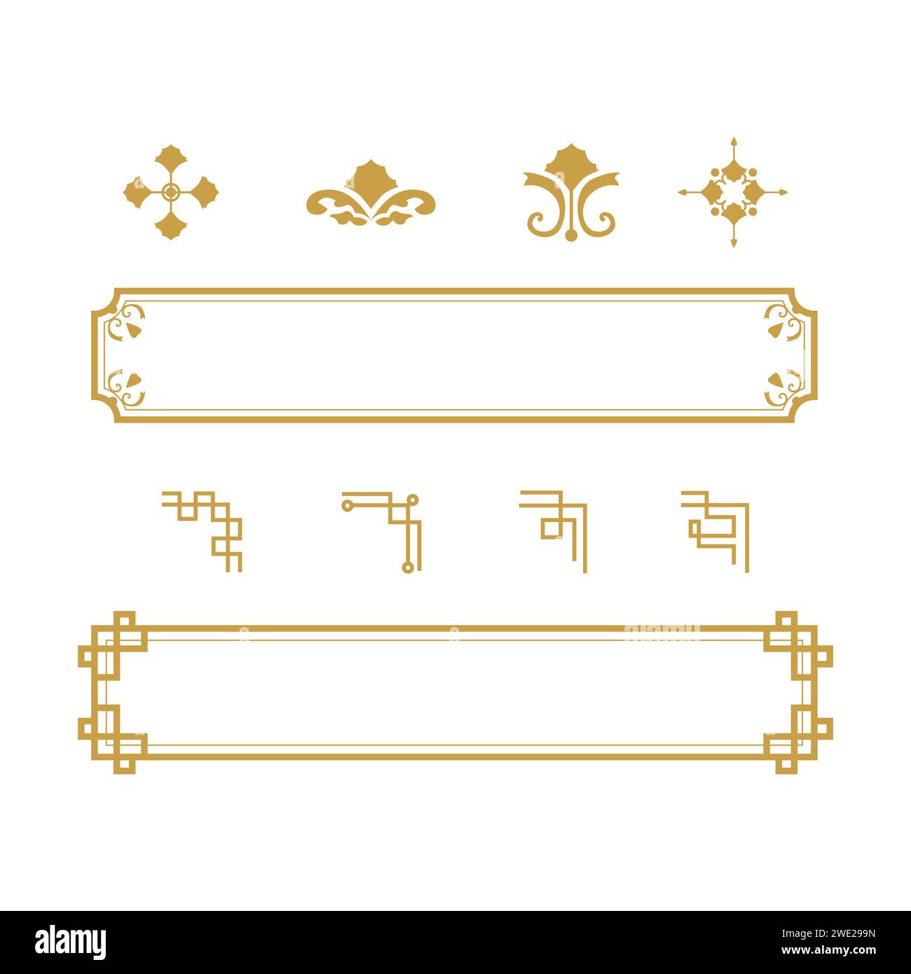 Chinese border vector corner flower classical design Stock Vector