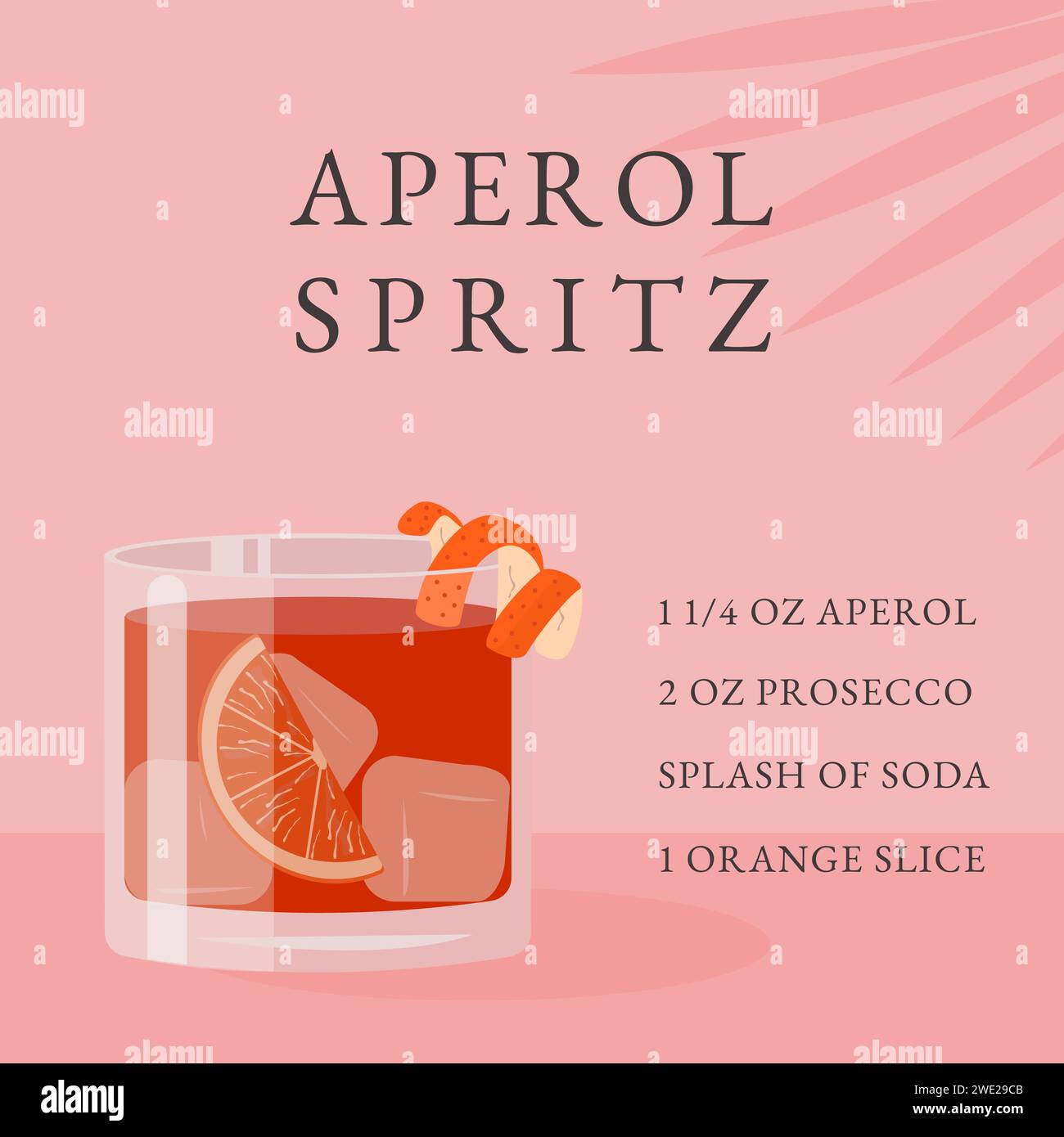 Aperol Spritz Cocktail recipe. Classical Summer Alcoholic Beverage in