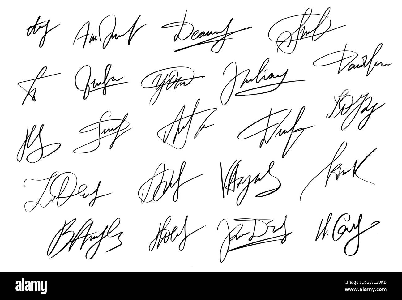 Handwriting Autograph set. Personal fictitious signature calligraphy ...