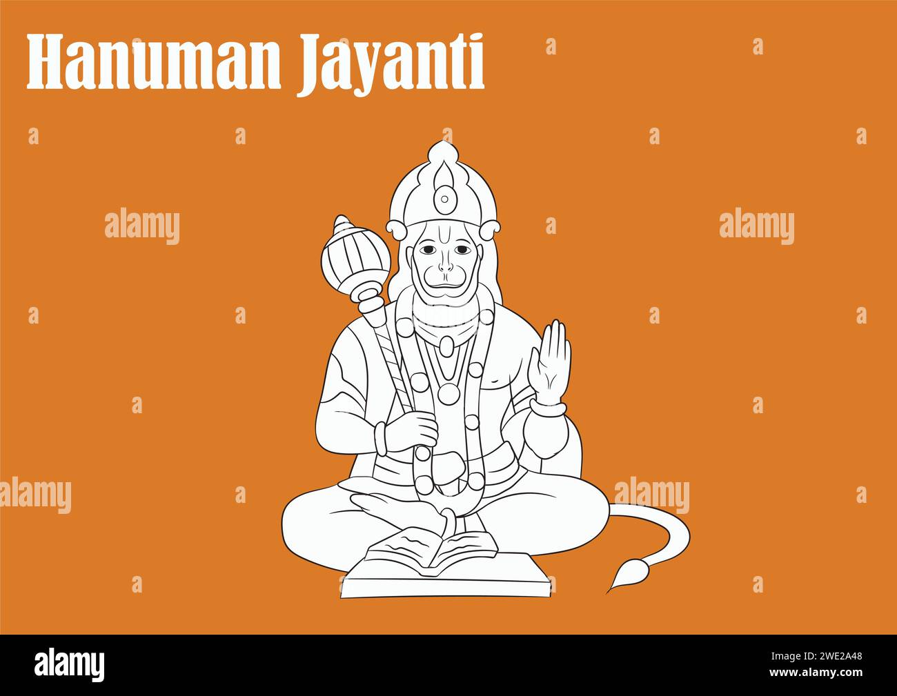 Vector illustration of lord hanuman for happy hanuman jayanti Stock Vector