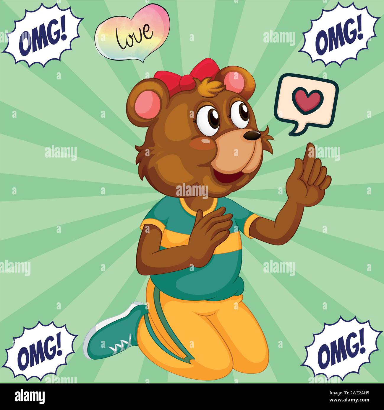 cute bear girl cartoon pop art style vector image Stock Vector Image ...