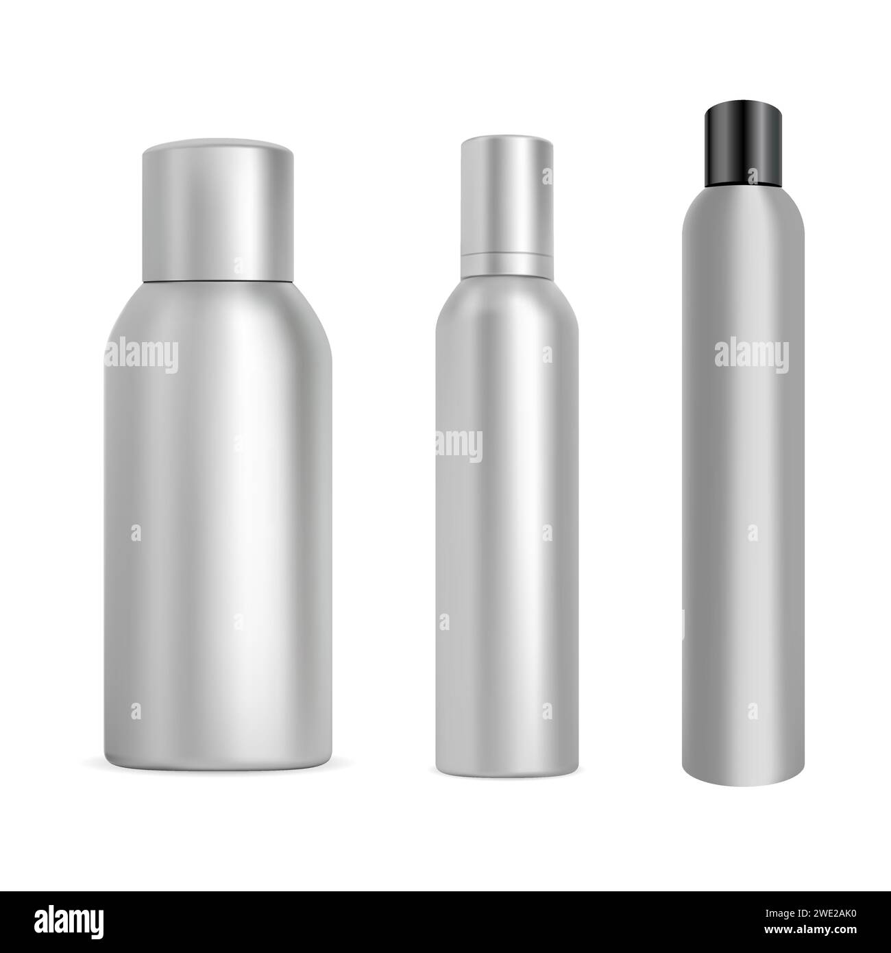 Aluminum spray tin mockup. Aerosol spray container design. Silver