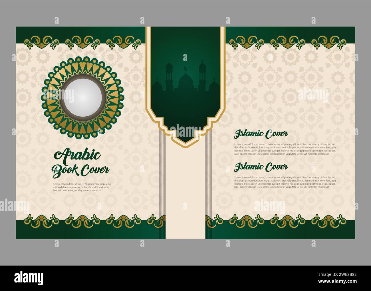 Arabic islamic style book cover design background Stock Vector
