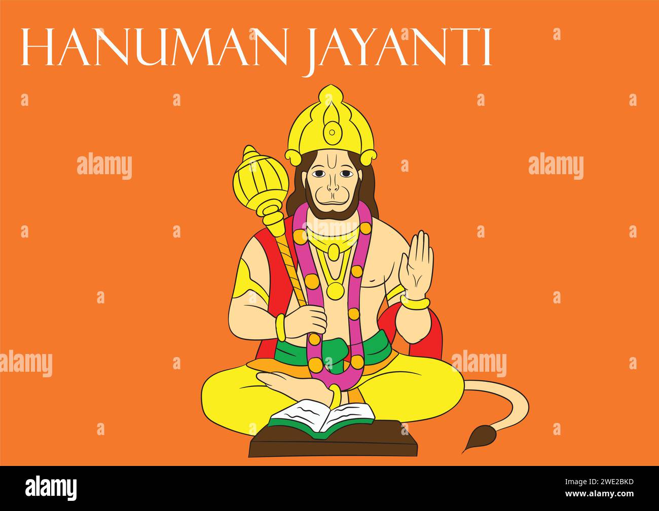 Vector illustration of lord hanuman for happy hanuman jayanti celebration Stock Vector