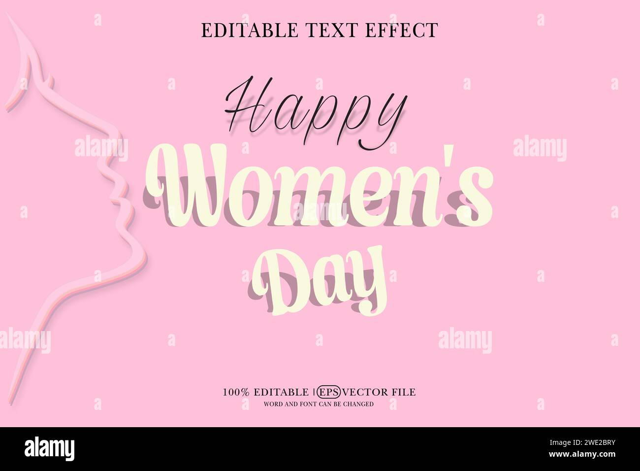 Happy Women's Day Editable 3D Style EPS Vector Text Effect Stock Vector