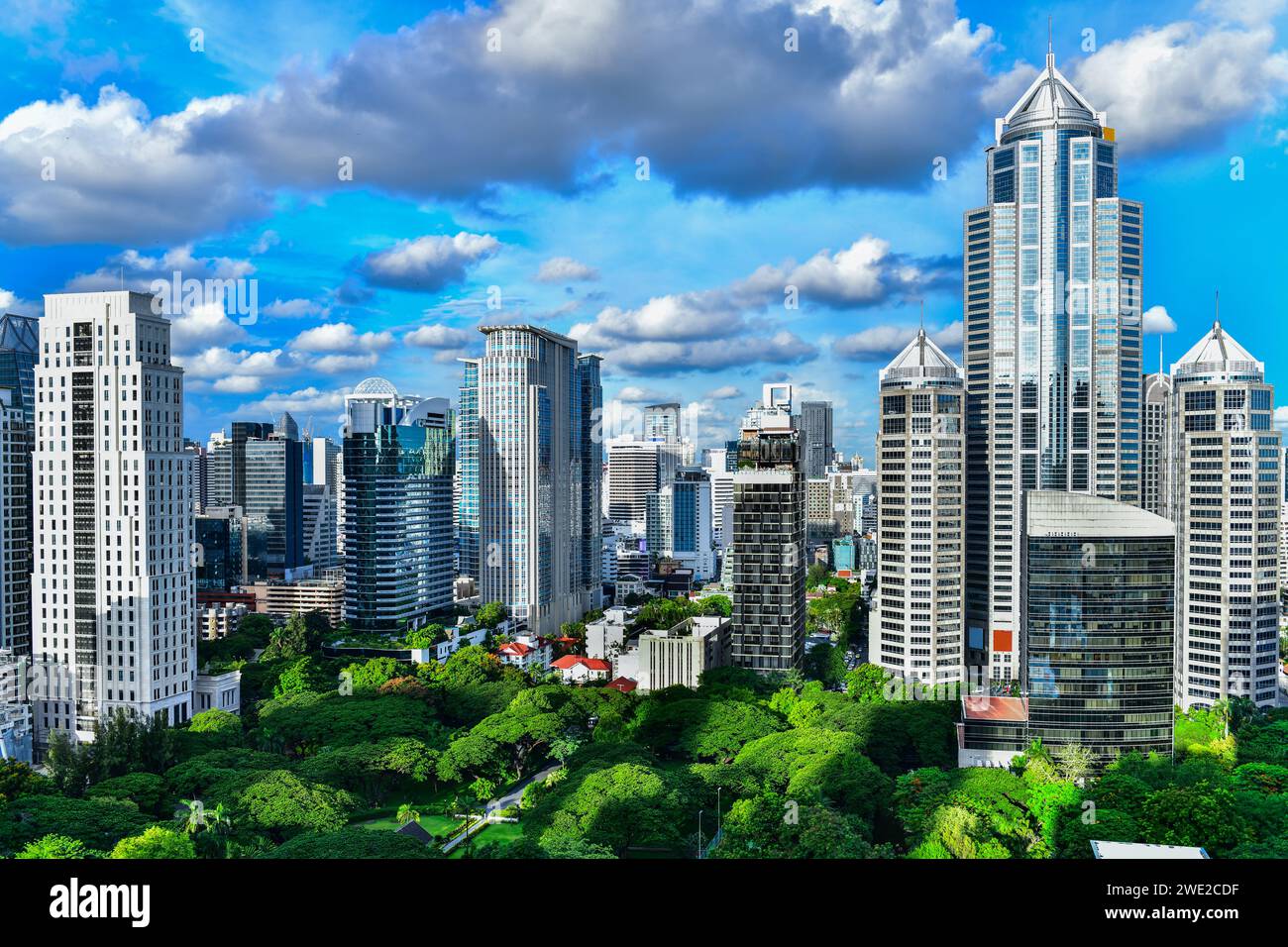 View commercial modern building and condominium in city downtown Bangkok Thailand. Stock Photo
