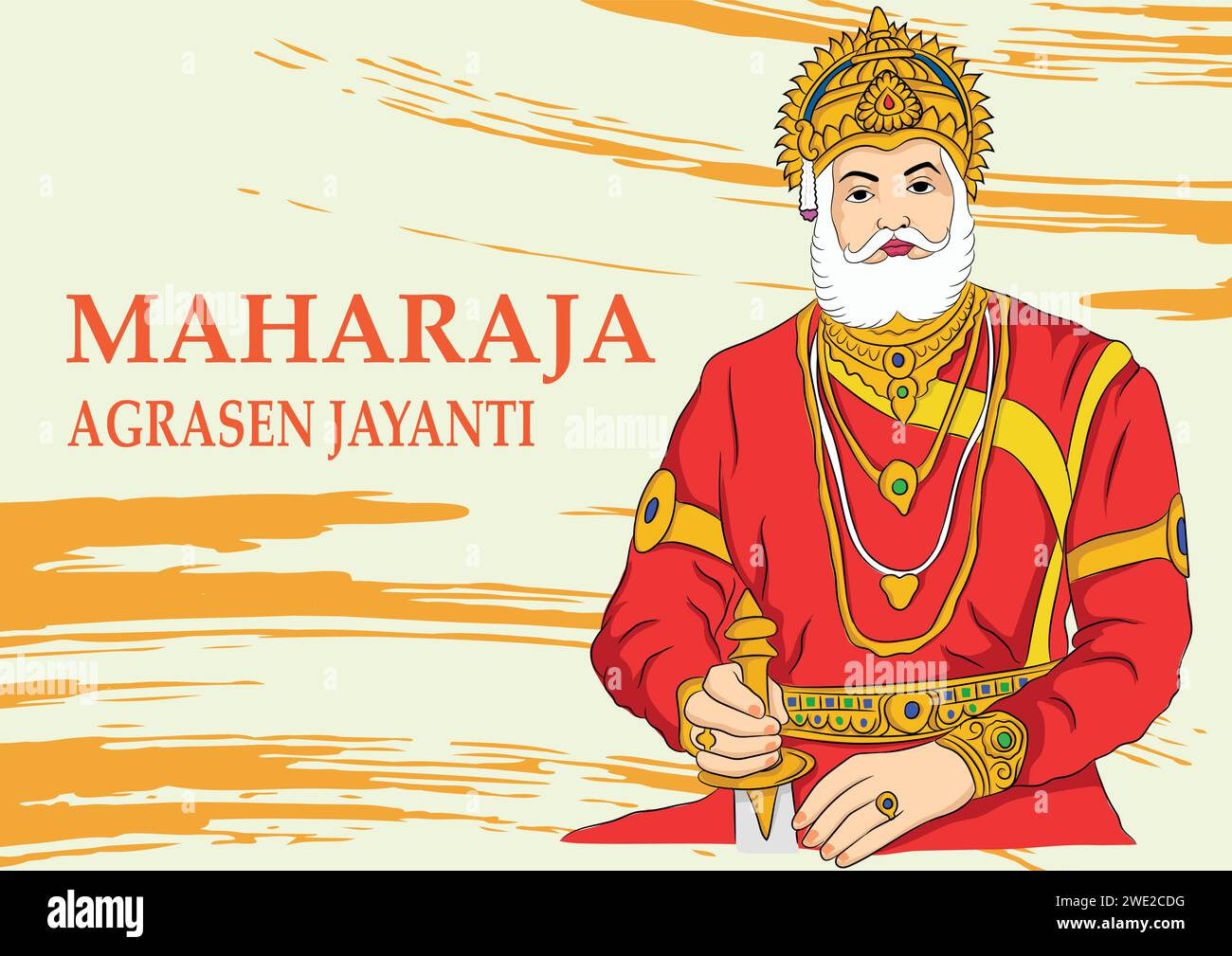 Vector illustration of Maharaja Agrasen Jayanti, Indian king Agrasen of Agroha. maharaja agrasen jayanti, agrasen jayanti Stock Vector