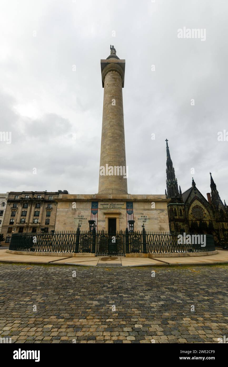 The Washington Monument, Mount Vernon, Baltimore, Maryland USA Stock Photo