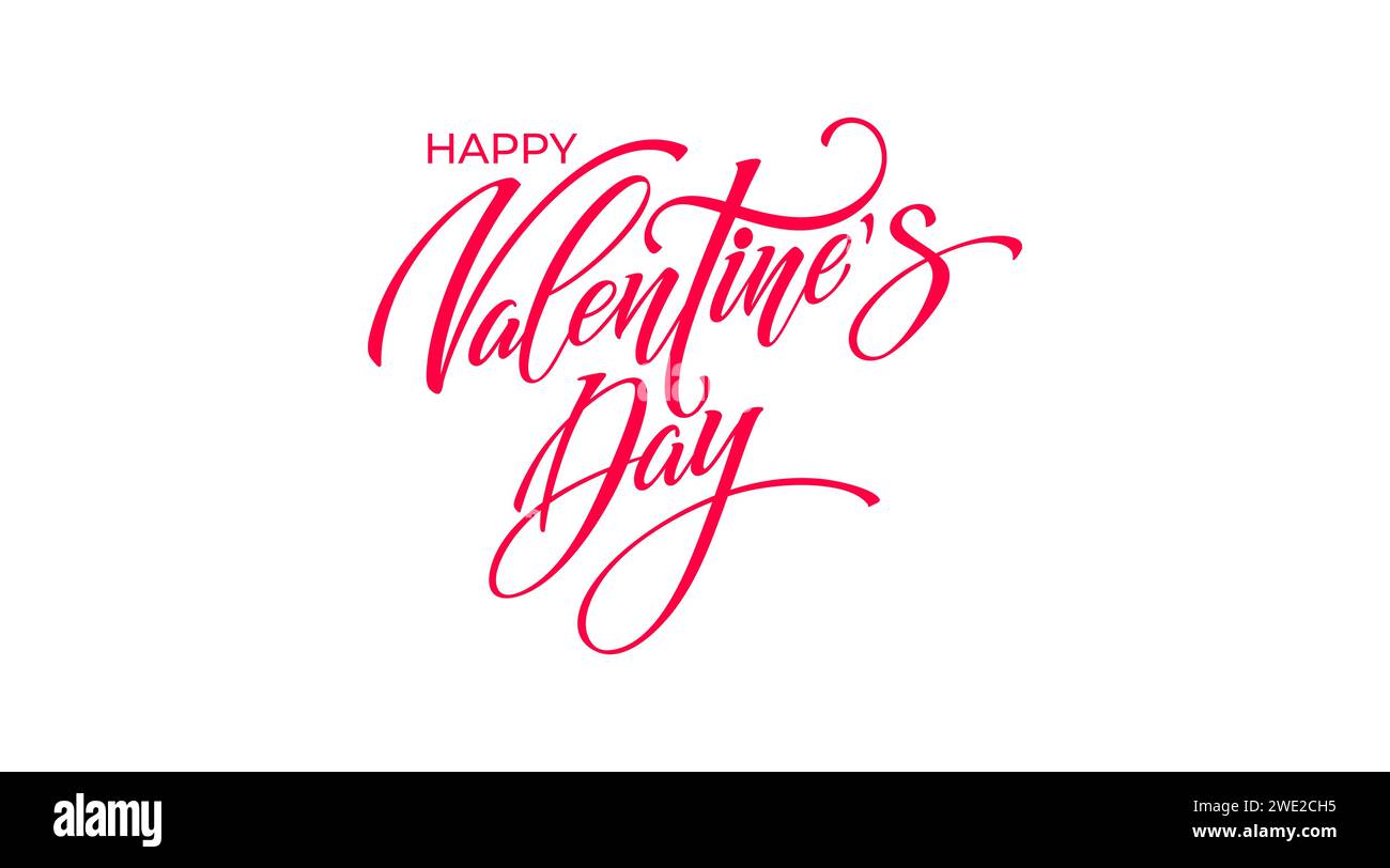 Happy Valentine's Day hand lettering vector type illustration. Vector ...