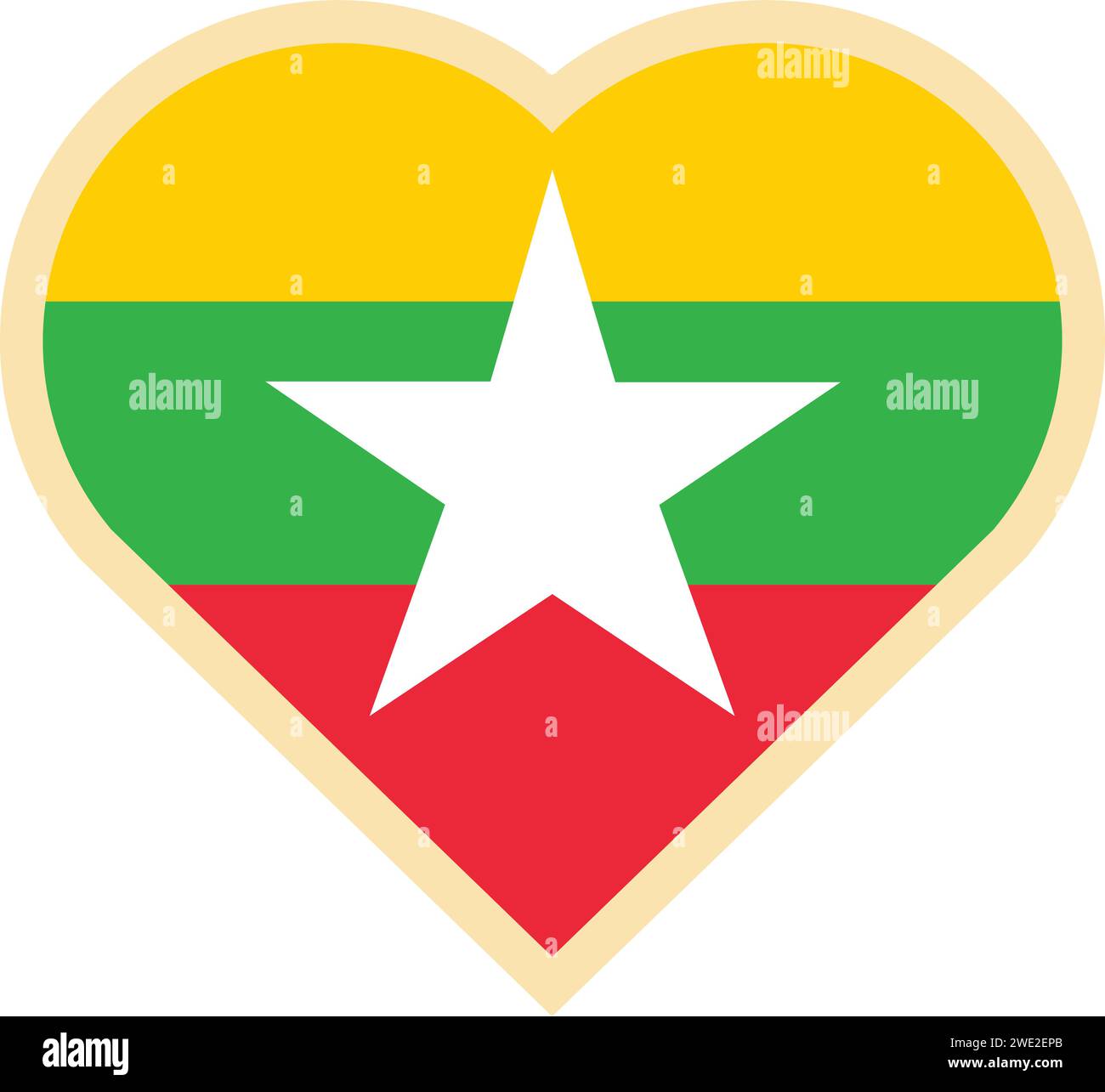 Heart flag myanmar icon cartoon vector. Festival culture. Promotion day Stock Vector