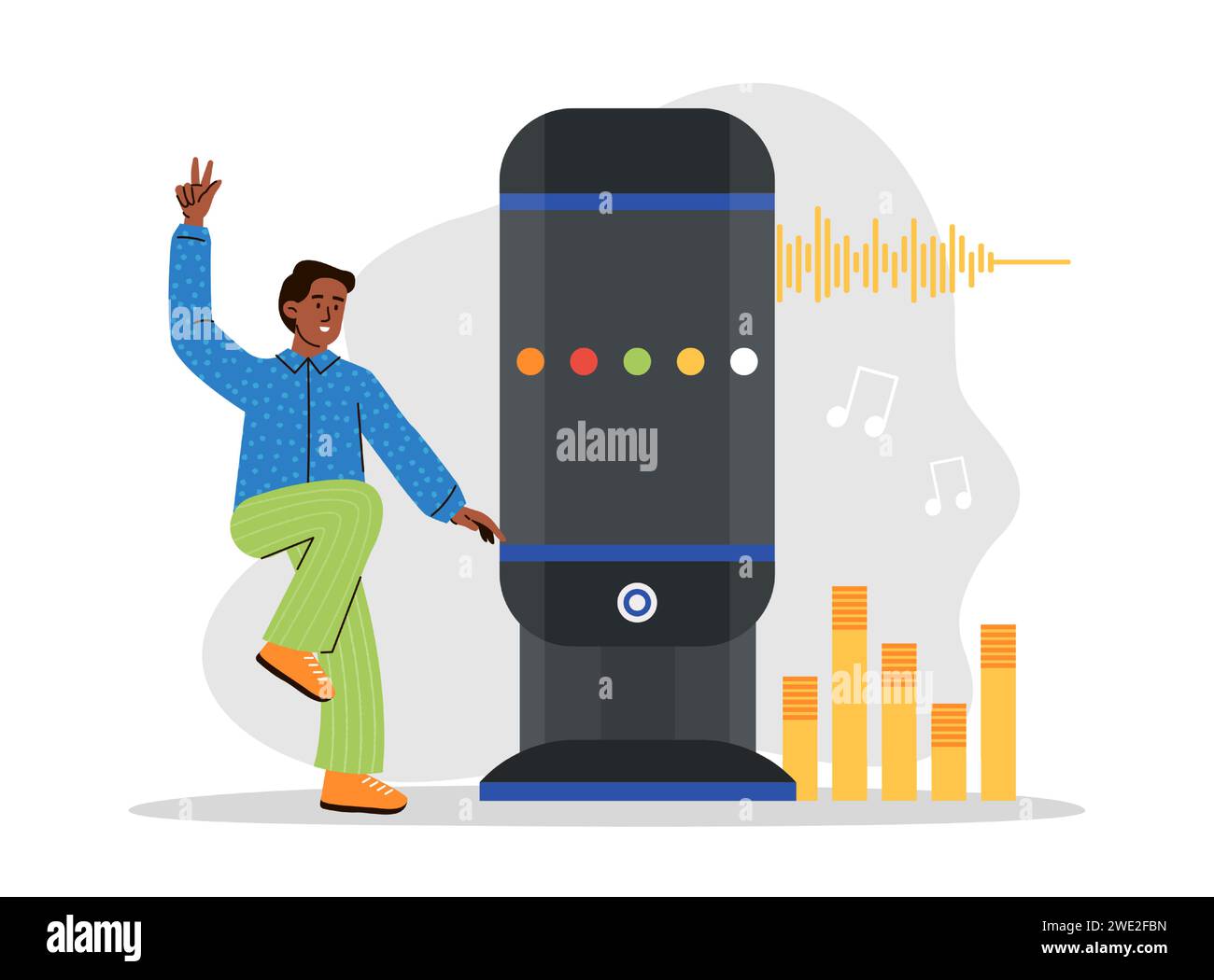 Interactive smart speaker or voice assistant for music Stock Vector