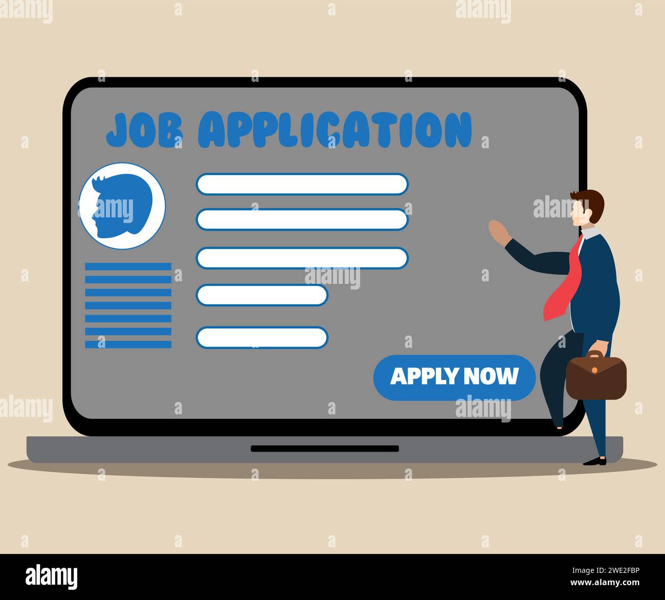 Online Job Application Concept. Person filling in job application