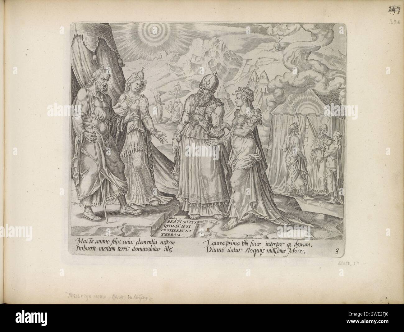 Moses' authority disputed by Mirjam and Aaron, 1643 print Aaron and ...