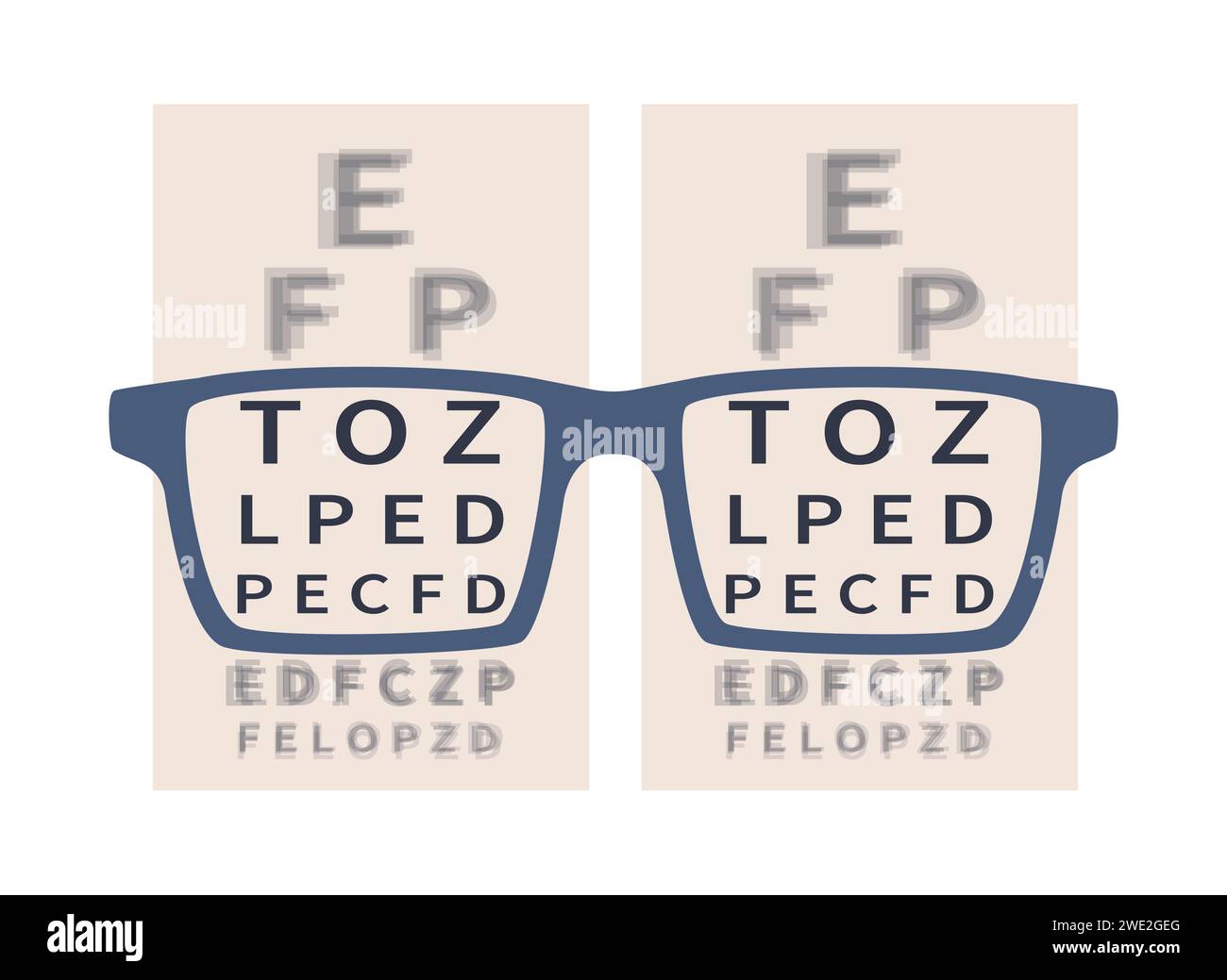 Improving vision with eyeglasses. Optometry test. Eyesight examination