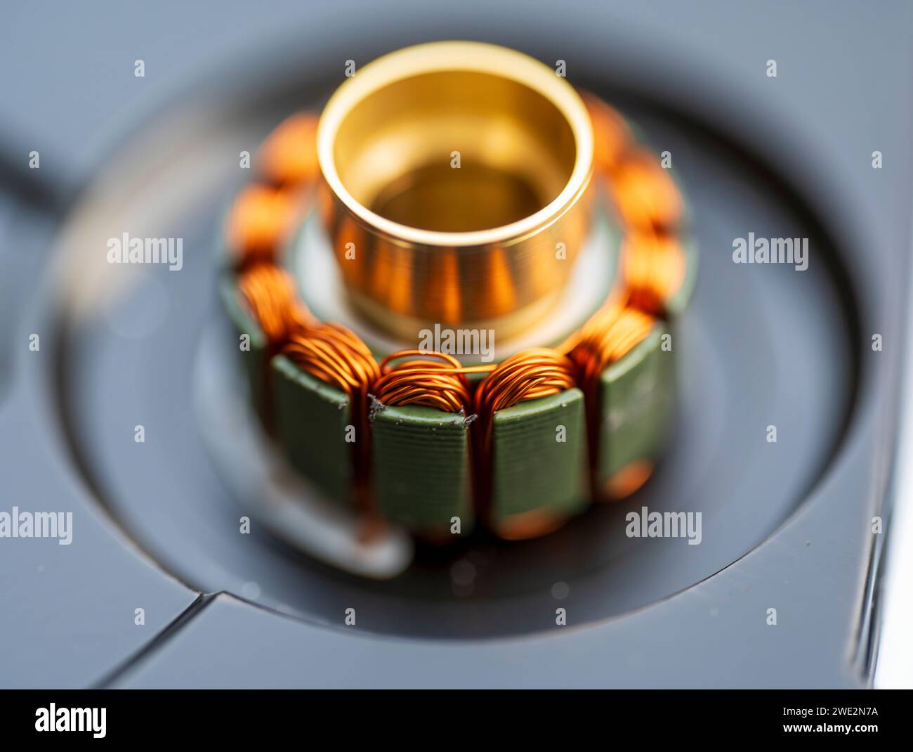 Copper coil. Stator and rotor. Blurred background Stock Photo Alamy