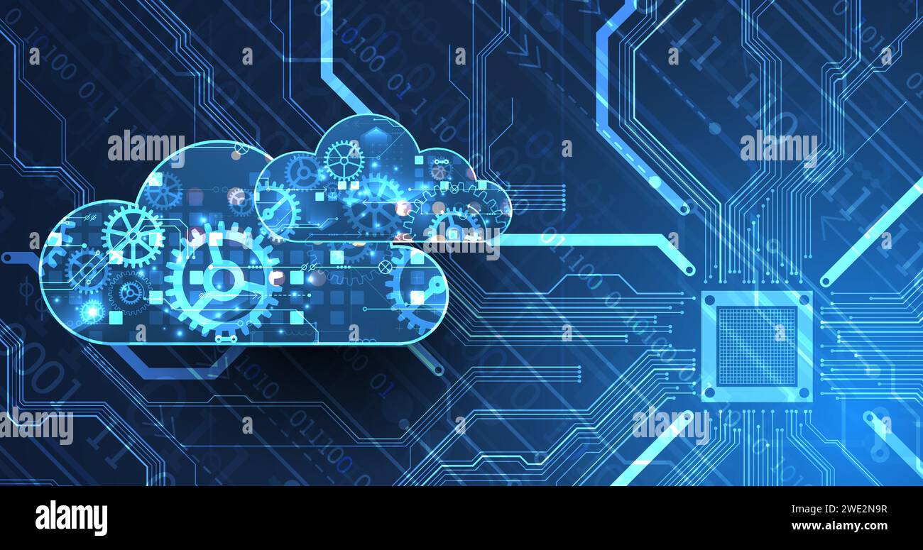 Cloud computing concept.Abstract connection technology background. Hand ...