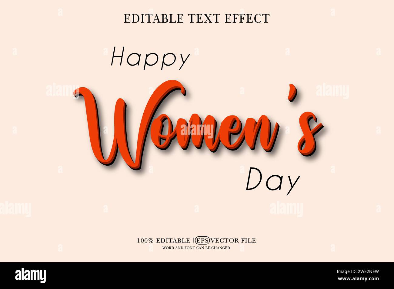 Happy Women's Day Editable 3D Style EPS Vector Text Effect Stock Vector