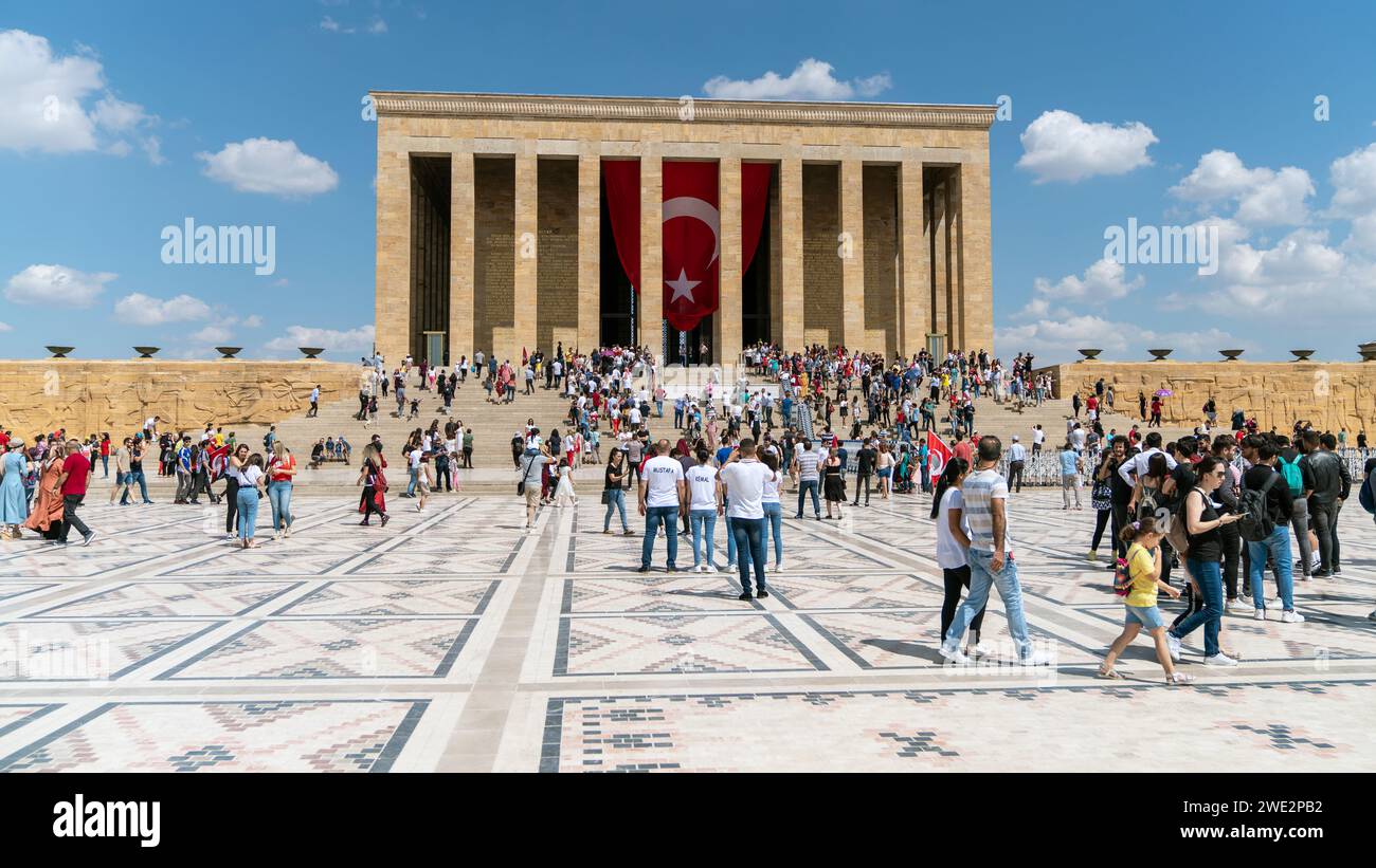 Ankara, Turkey - 30 August 2019: People visiting Anitkabir, mausoleum of Turkish leader Ataturk to pay their respects. Stock Photo