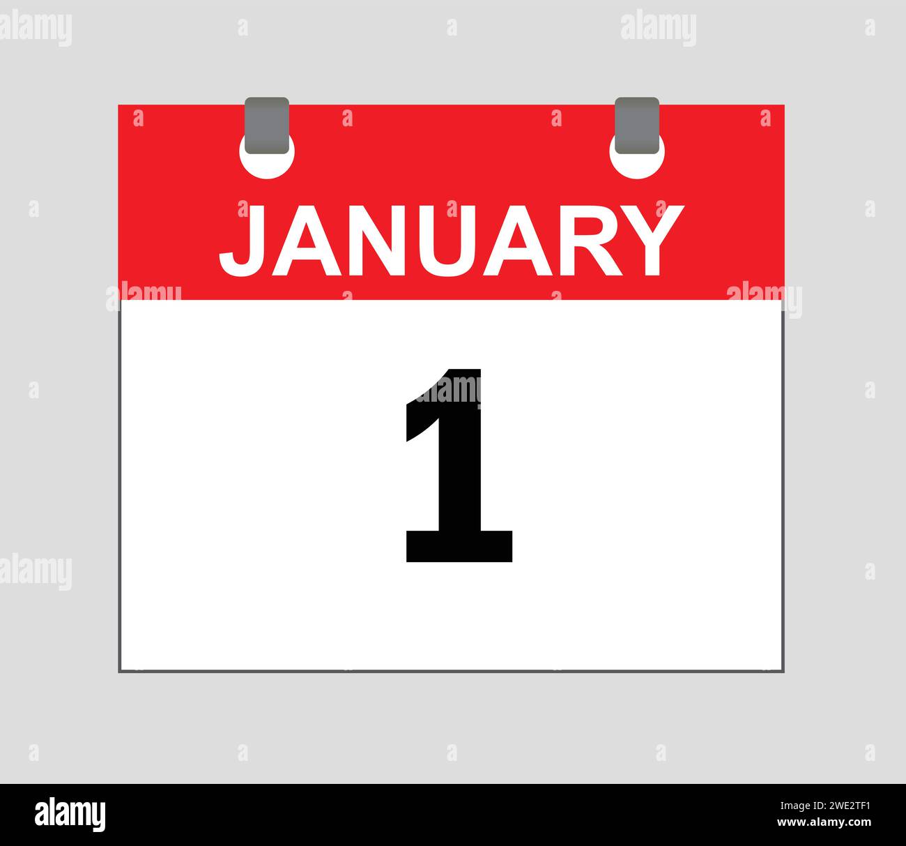 January first, Calendar icon Red and white, calender vector, date icon ...