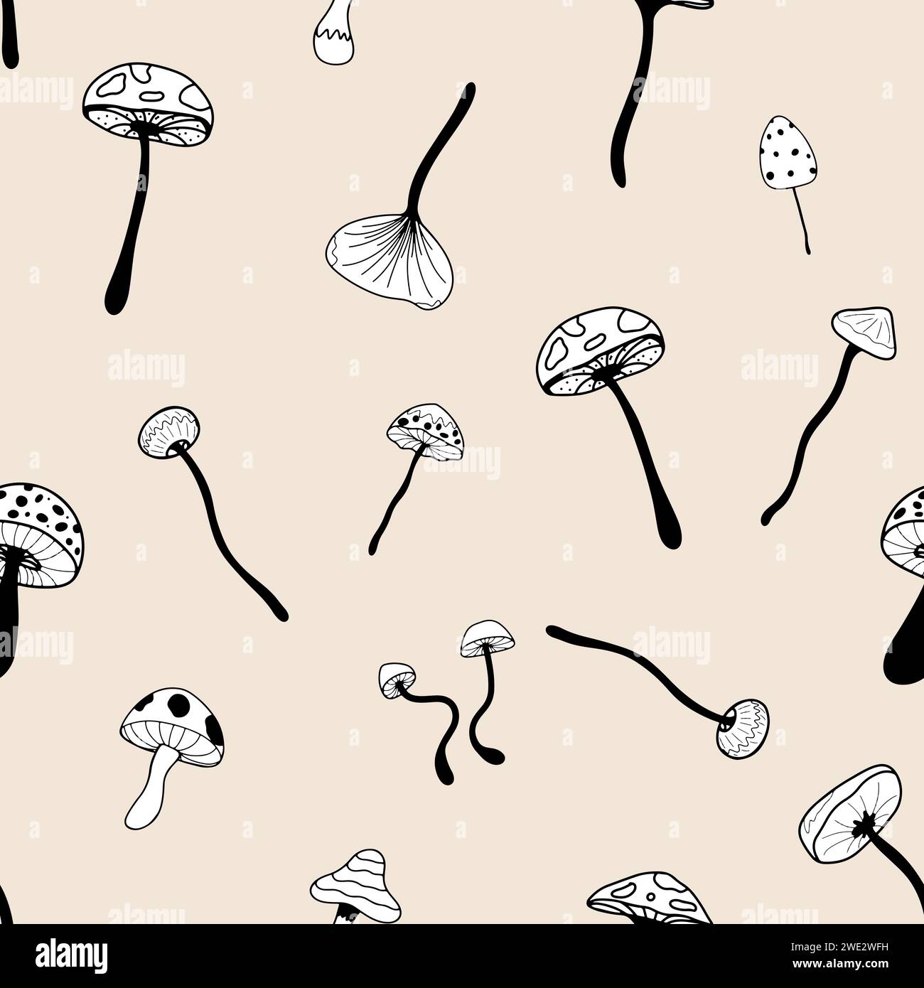 Seamless autumn and summer pattern with mushrooms  Stock Vector