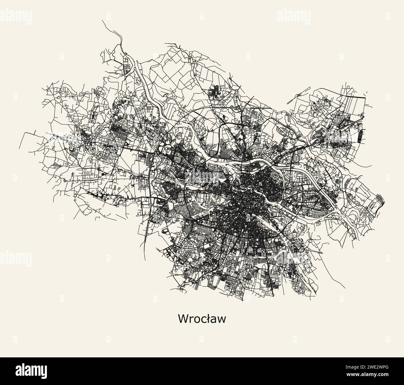 City road map of Wroclaw, Poland Stock Vector