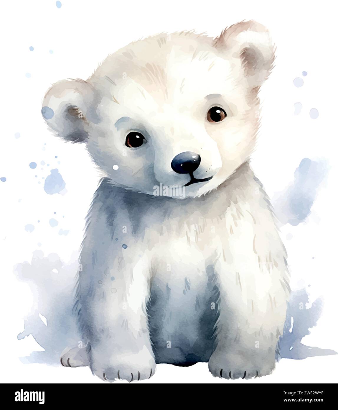 polar bear watercolor children's book illustration style on white Stock ...