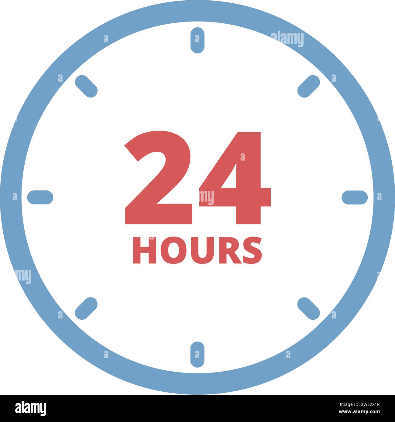 24 hours clock open icon cartoon vector. City shop. Open online sell