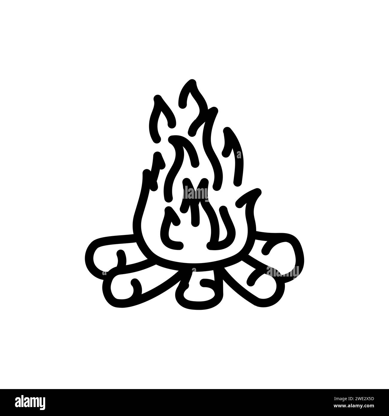 Bonfire black line icon. Natural element. Pictogram for web page, mobile app, promo. Stock Vector