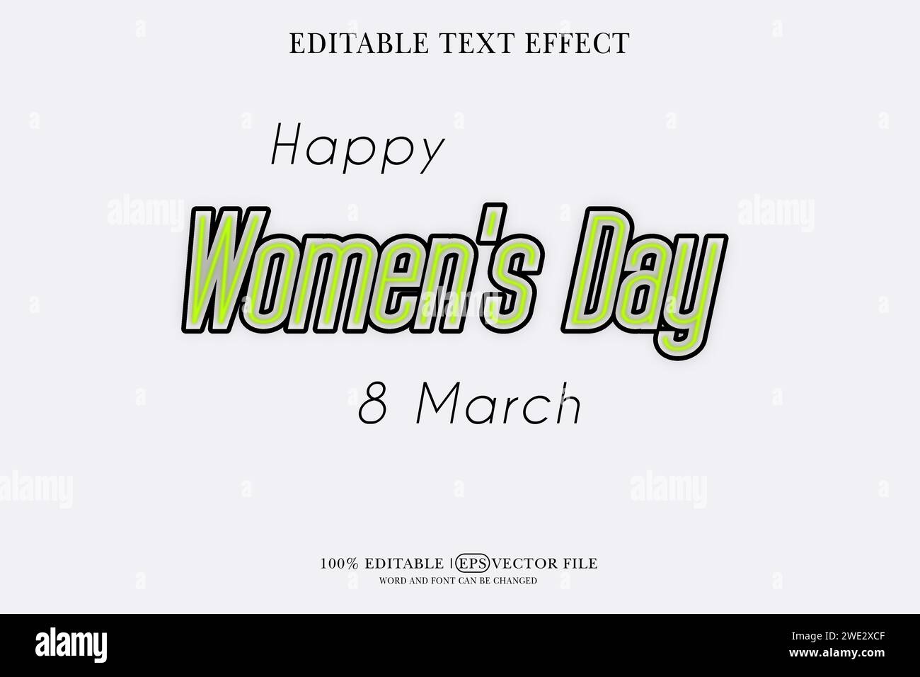 Happy Women's Day Editable 3D Style EPS Vector Text Effect Stock Vector