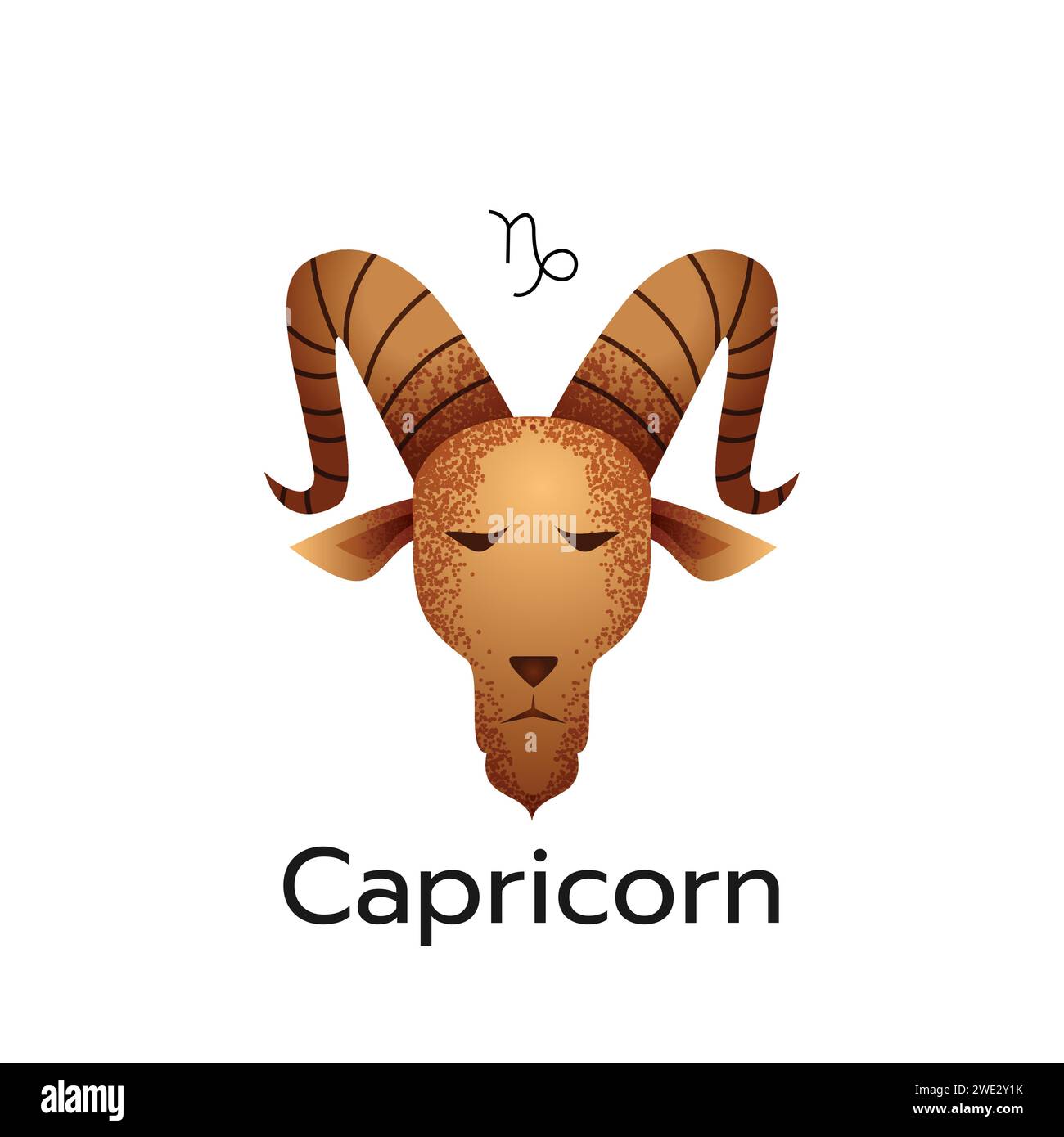 Capricorn zodiac sign logo icon isolated horoscope symbol on white