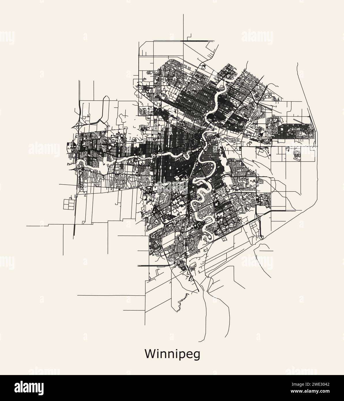 Winnipeg Manitoba Canada road map Stock Vector Image & Art Alamy