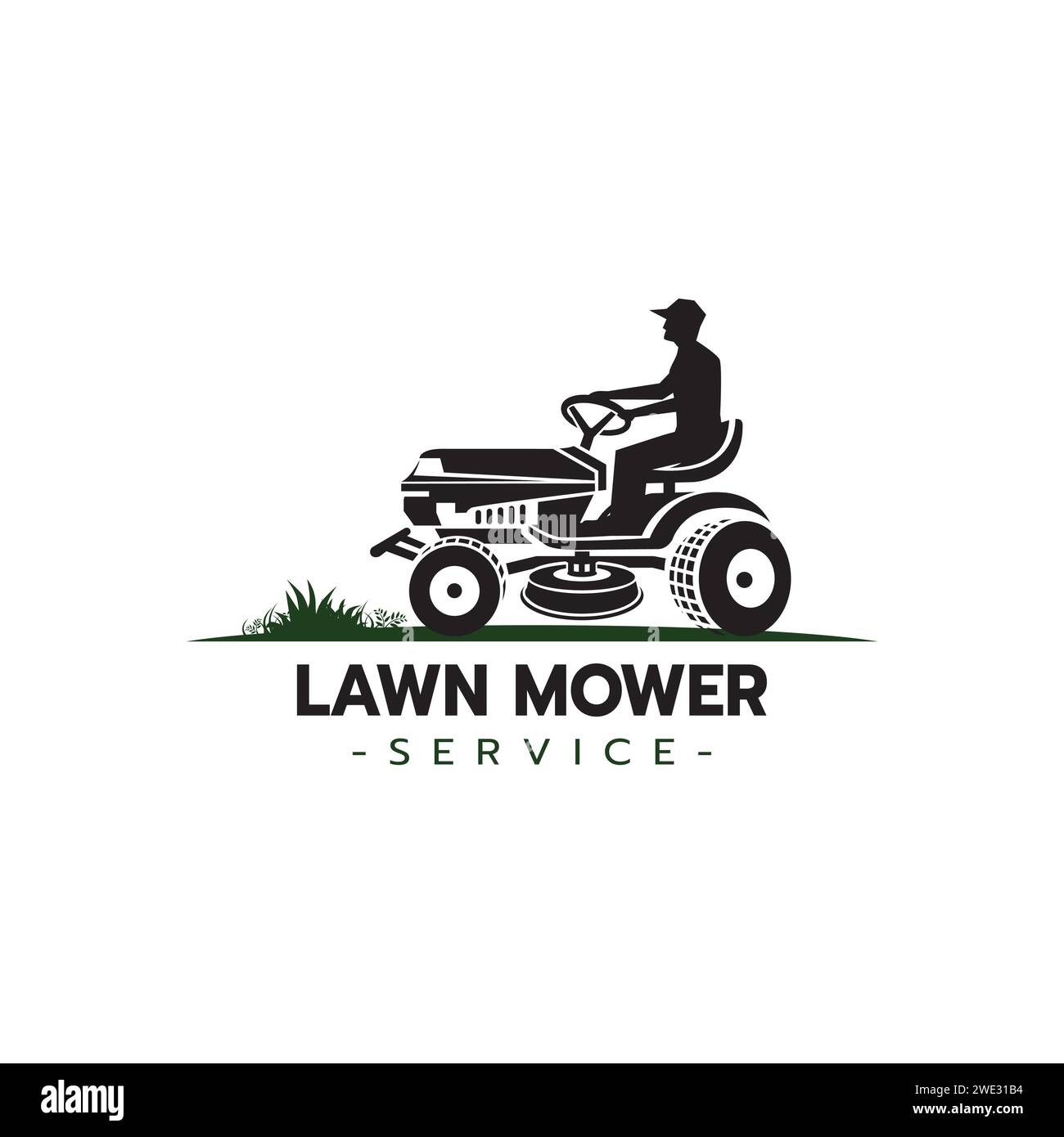 Lawn mower service logo icon isolated,Lawn mowing cutting grass,Gardener service logo icon isolated on white background vector illustration Stock Vector