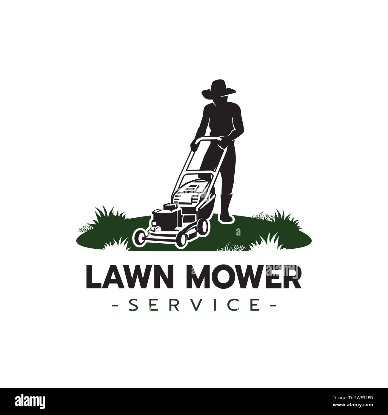 Lawn mower service logo icon isolated,Lawn mowing cutting grass,Gardener service logo icon isolated on white background vector illustration Stock Vector