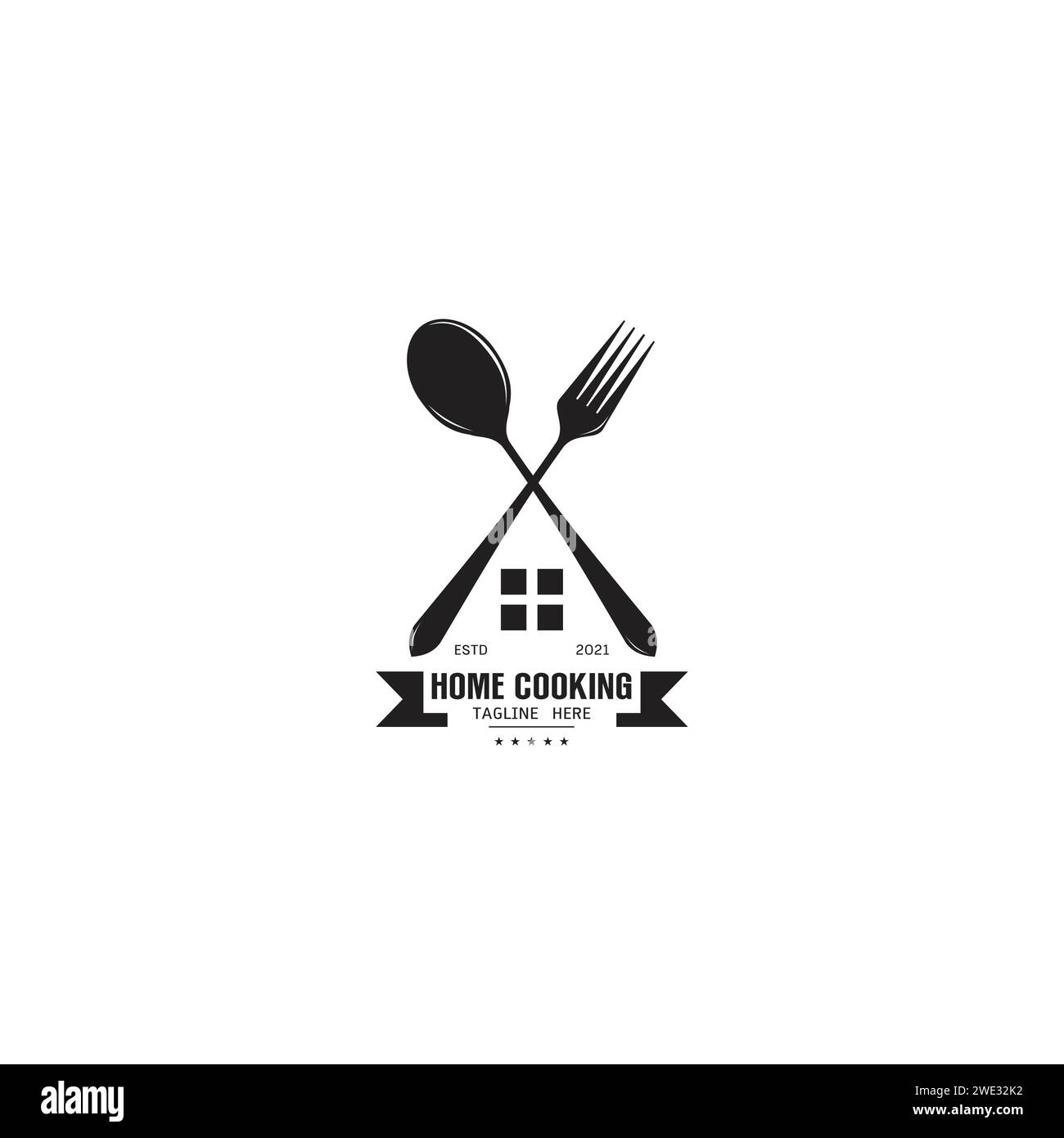 Home cooking fork spoon logo design inspiration logo template on white