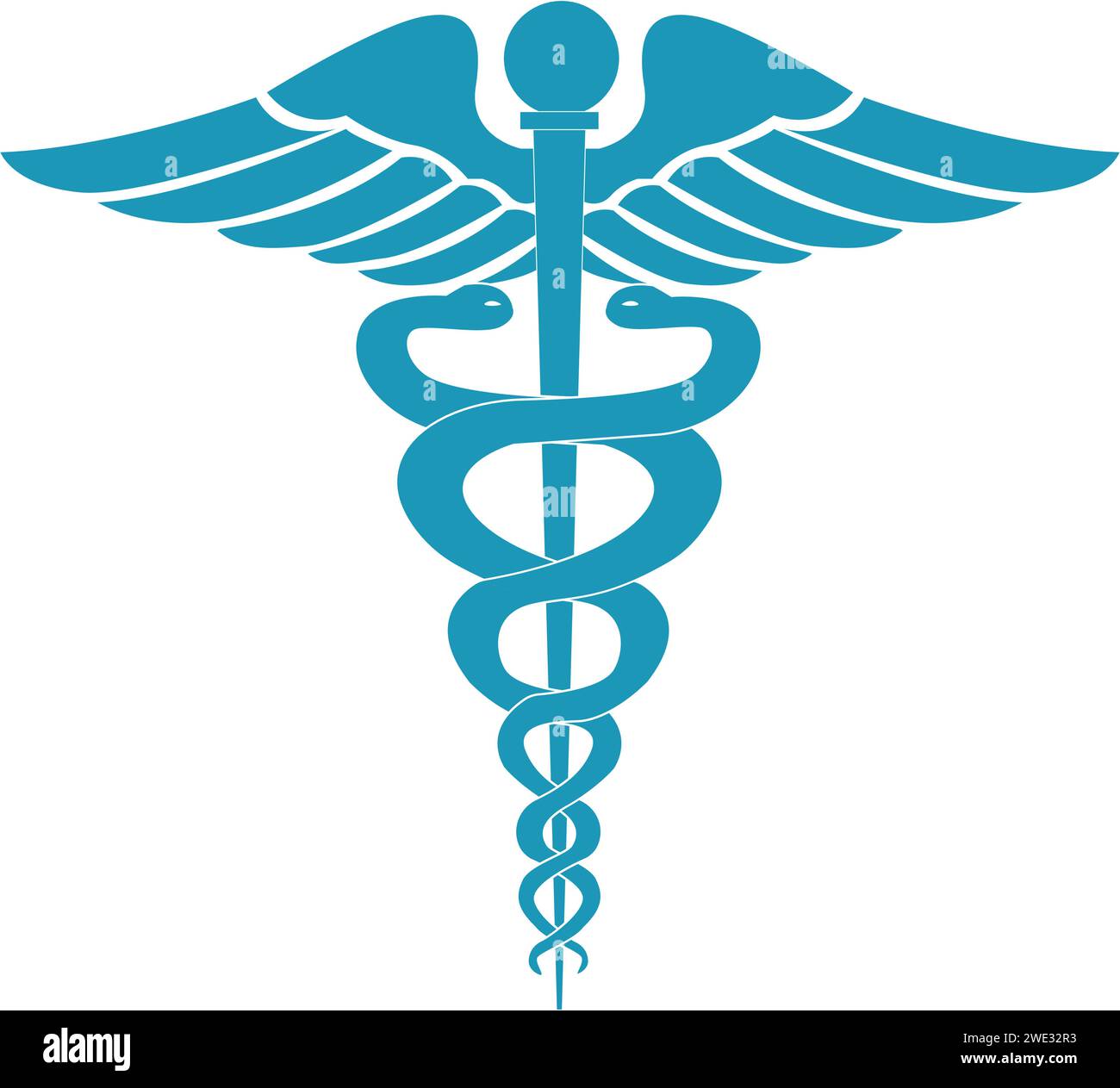 Medical sign, Medical symbol, Medical Snake Caduceus Logo, Caduceus sign, caduceus - medical symbol, Snake medical icon Blue Stock Vector