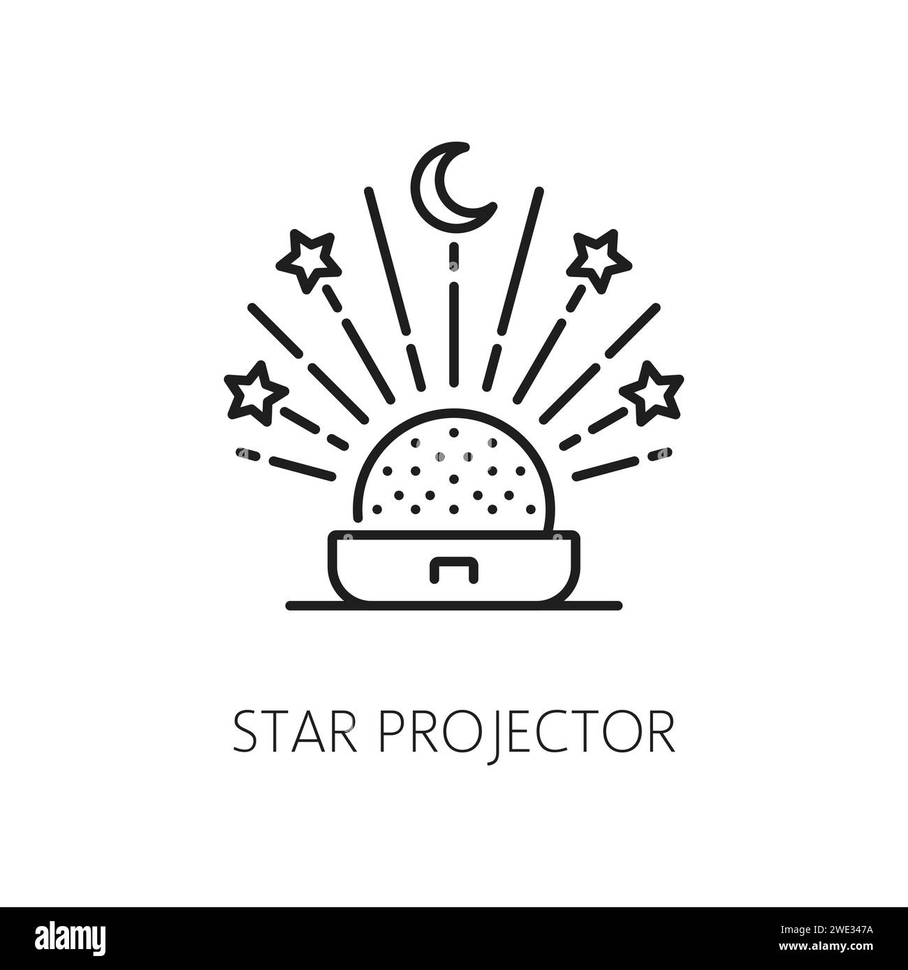 Indoor lantern, electric light, led star projector lamp thin line icon