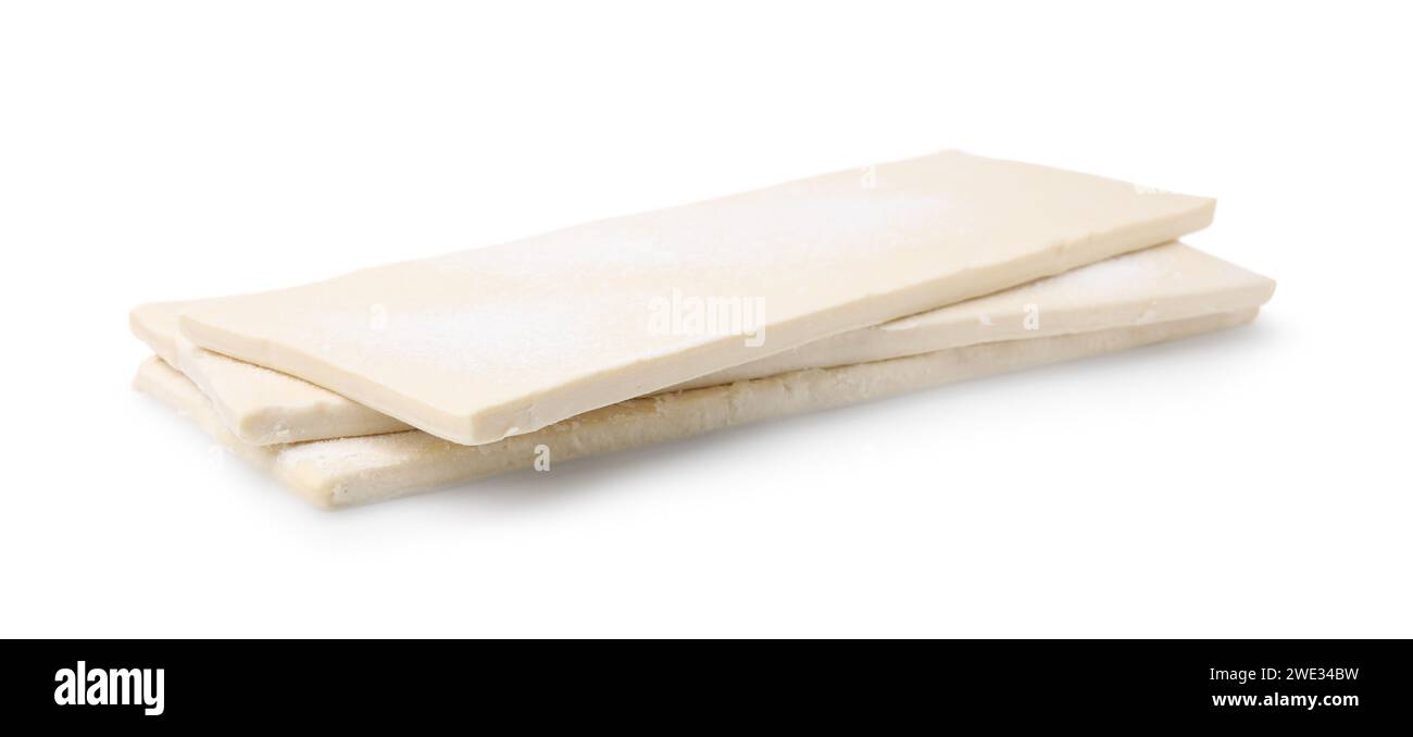 Raw puff pastry dough isolated on white Stock Photo - Alamy