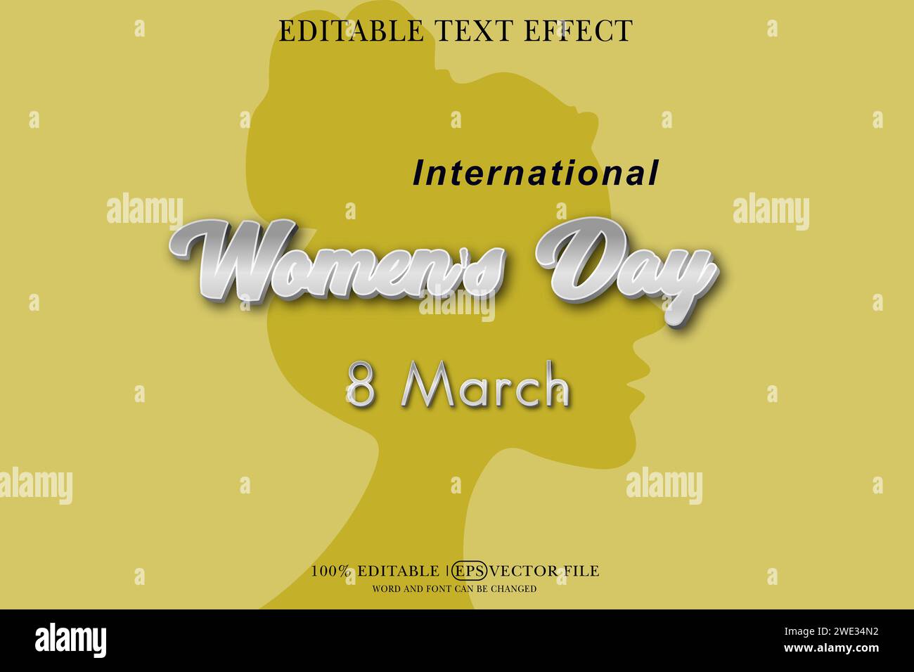 Happy Women's Day Editable 3D Style EPS Vector Text Effect Stock Vector