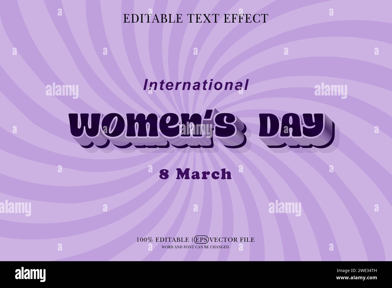 Happy Women's Day Editable 3D Style EPS Vector Text Effect Stock Vector