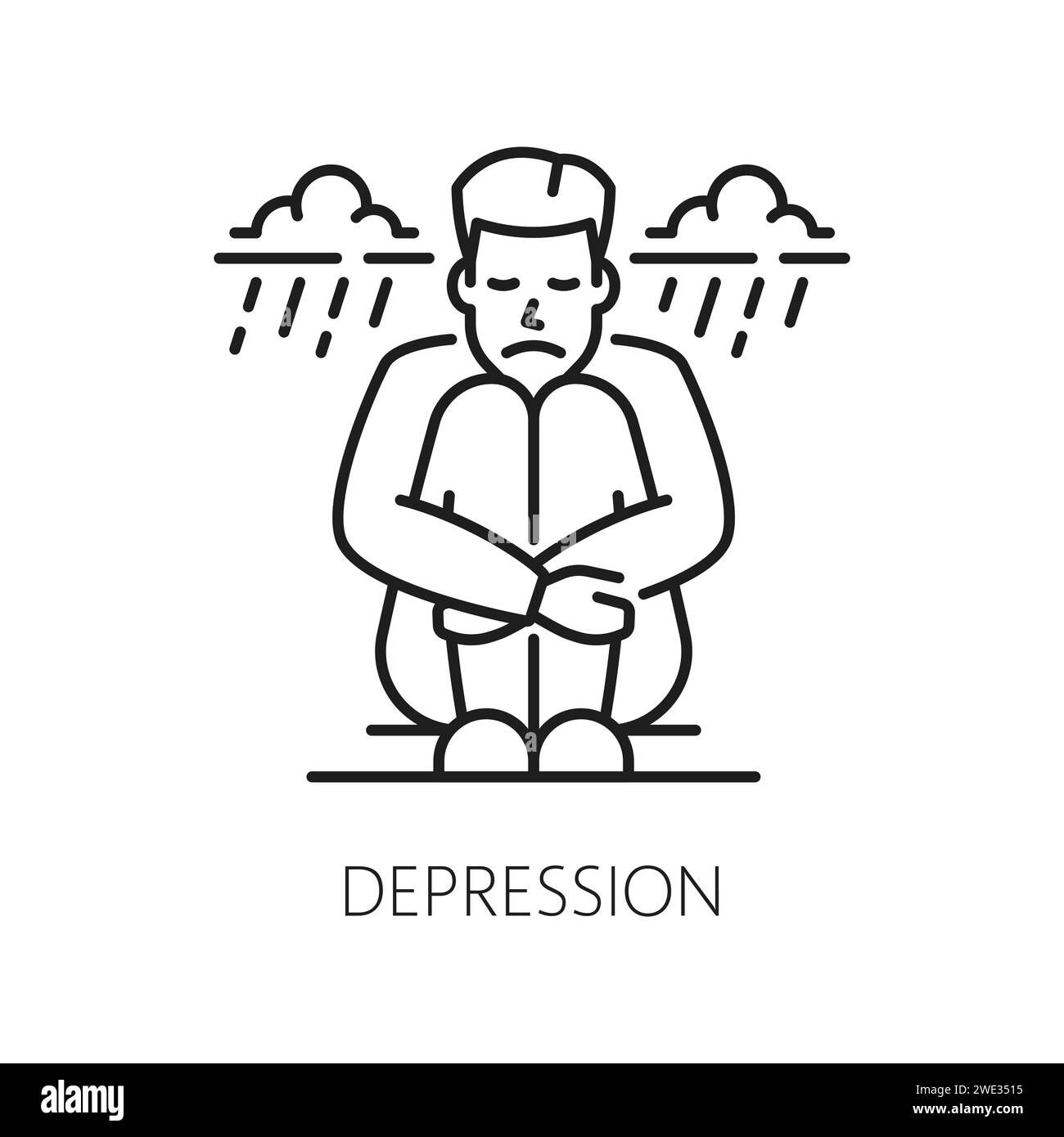 Depression, psychological disorder problem and mental health icon for ...