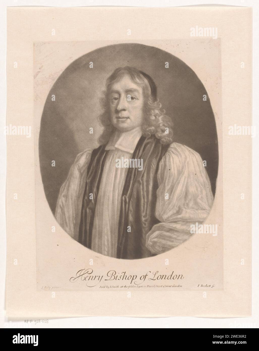 Portret van Henry Compton, Isaac Beckett, after John Riley, c. 1683 - c. 1687 print  London paper  historical persons Stock Photo