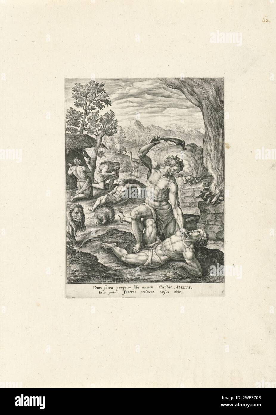 Cain kills Abel, Crispijn van de Passe (I), After Maerten de Vos, 1591 ...