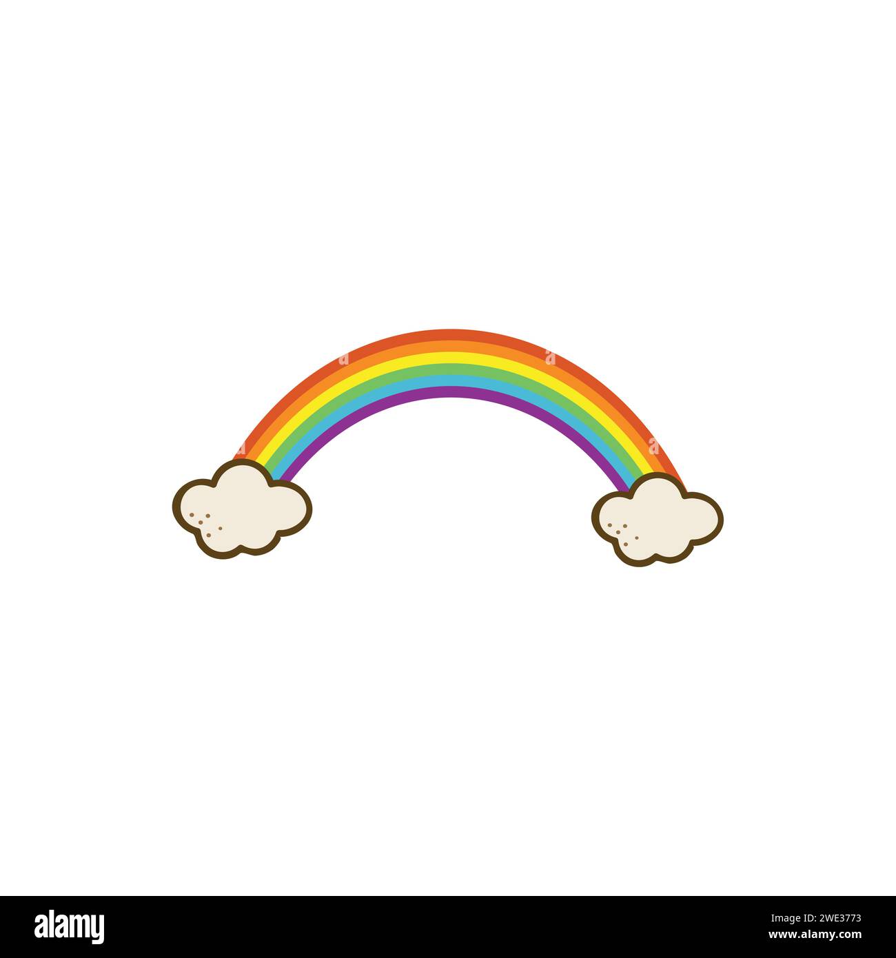 Rainbow with clouds. Rainbow elements. Cute rainbow cartoon isolated on white background vector illustration Stock Vector