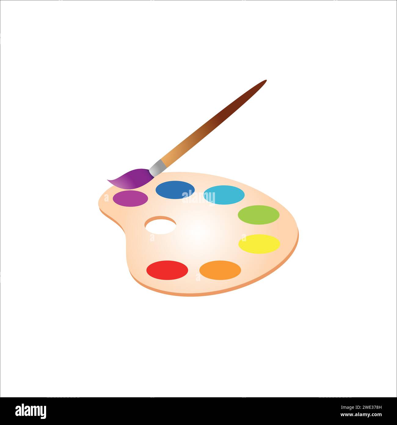 Paint palette icon with paint and brush strokes. illustration Creative