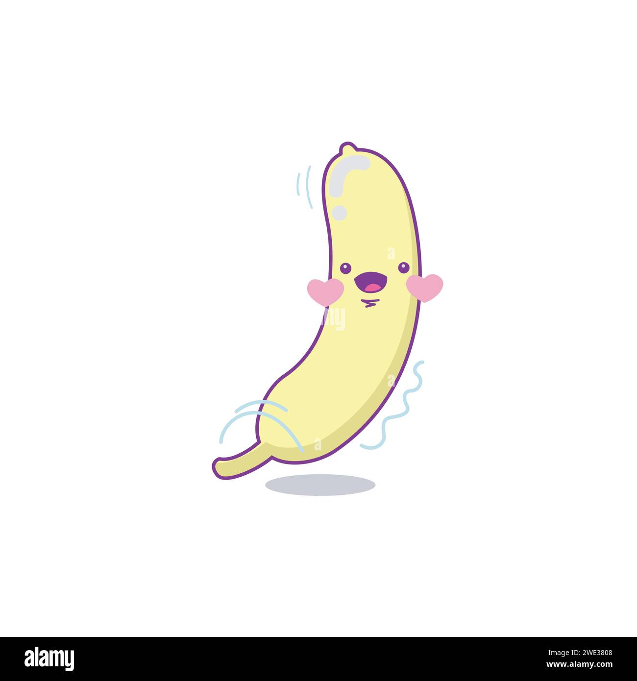 Cute funny banana fruit character. Vector hand drawn cartoon kawaii