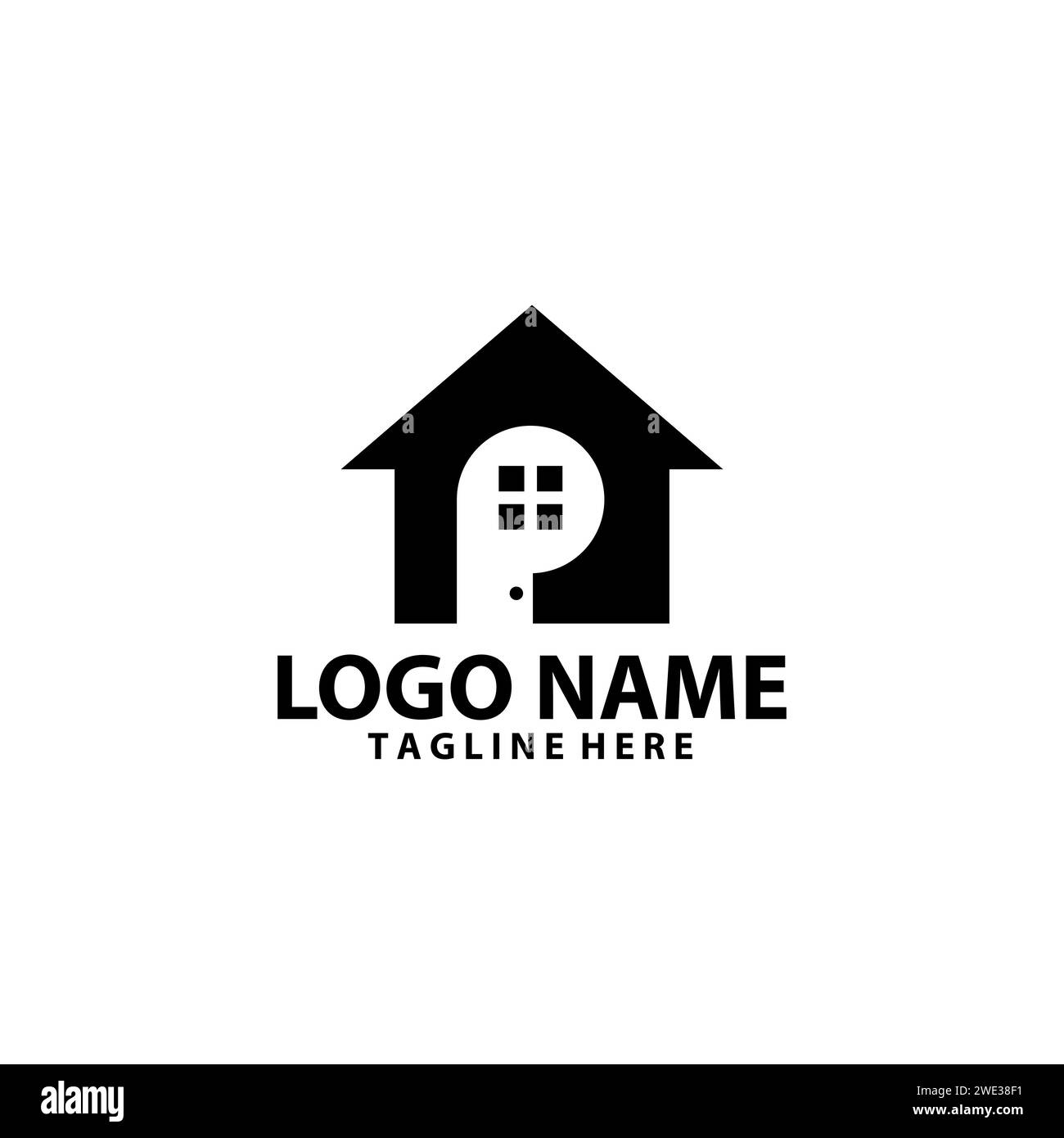 initial P inside home property simple logo design vector Stock Vector