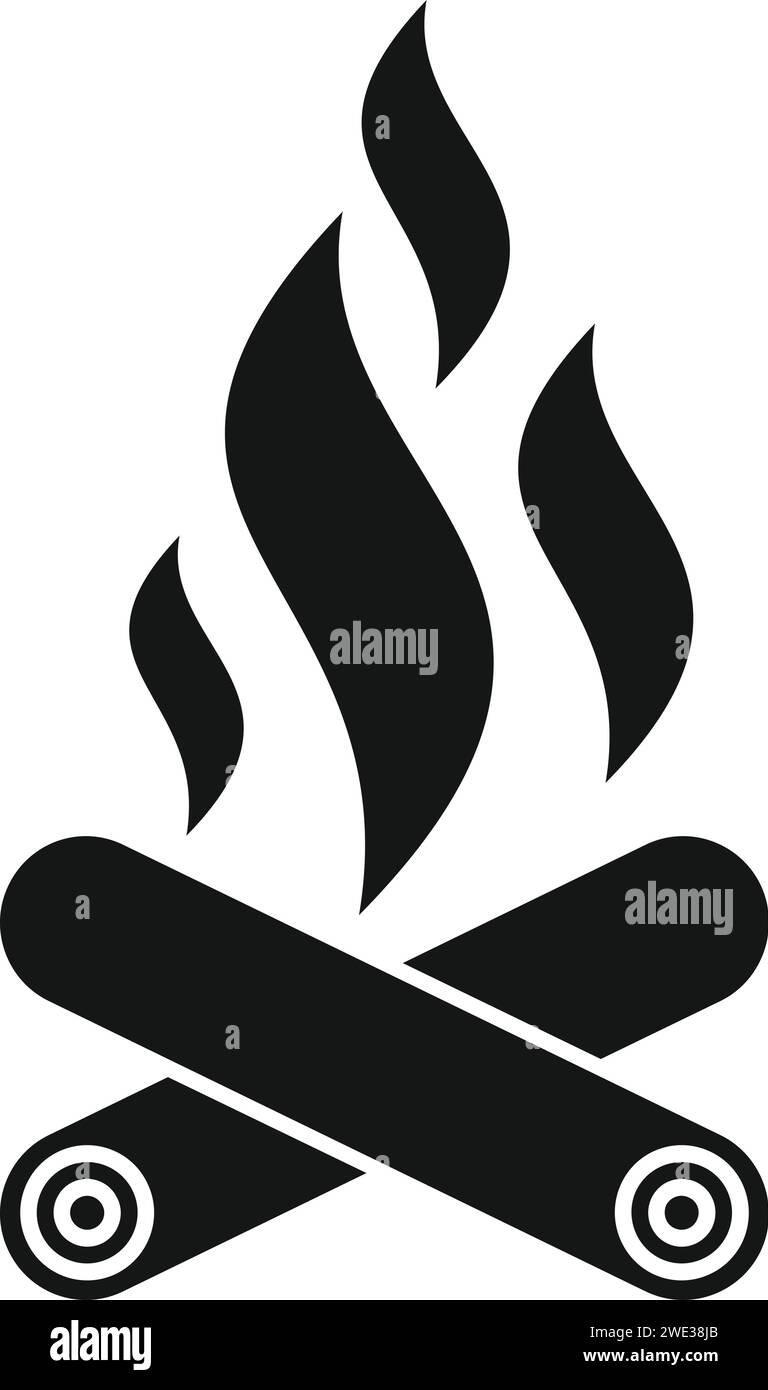 Nature campfire icon simple vector. Outdoor adventure. Compass escapade