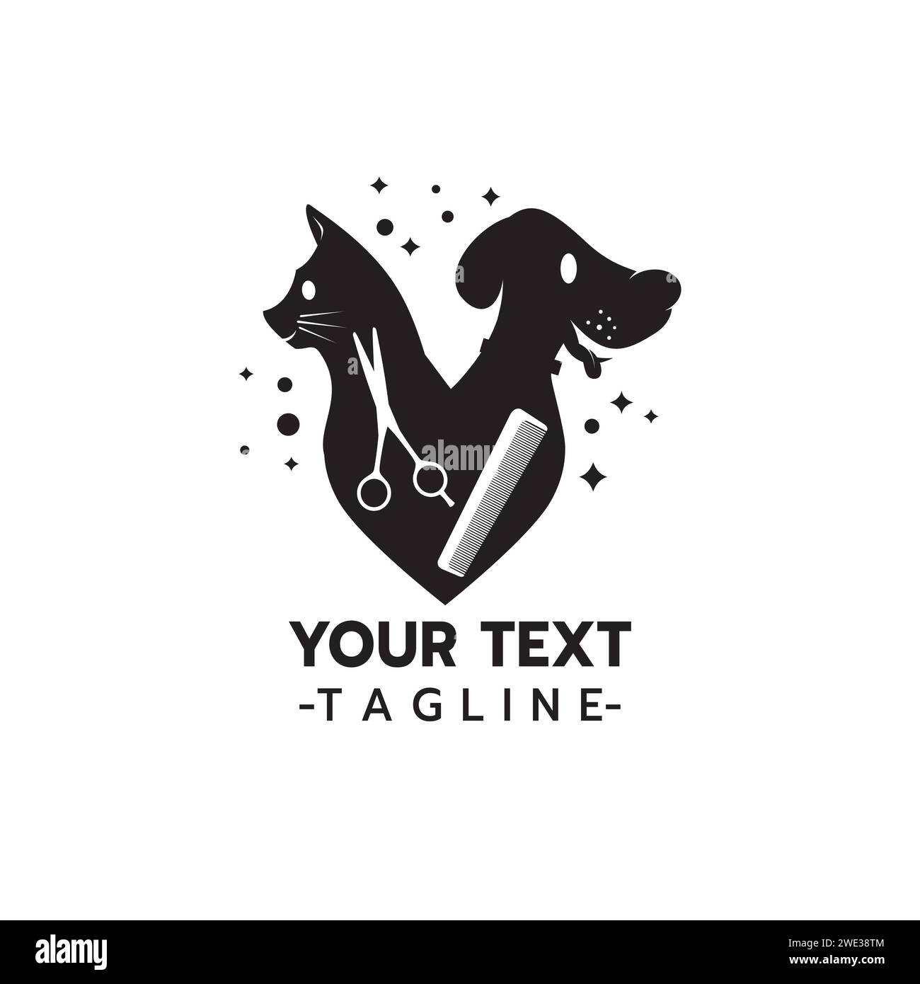 Logo of pet hair salon, styling and grooming shop, store for dogs and