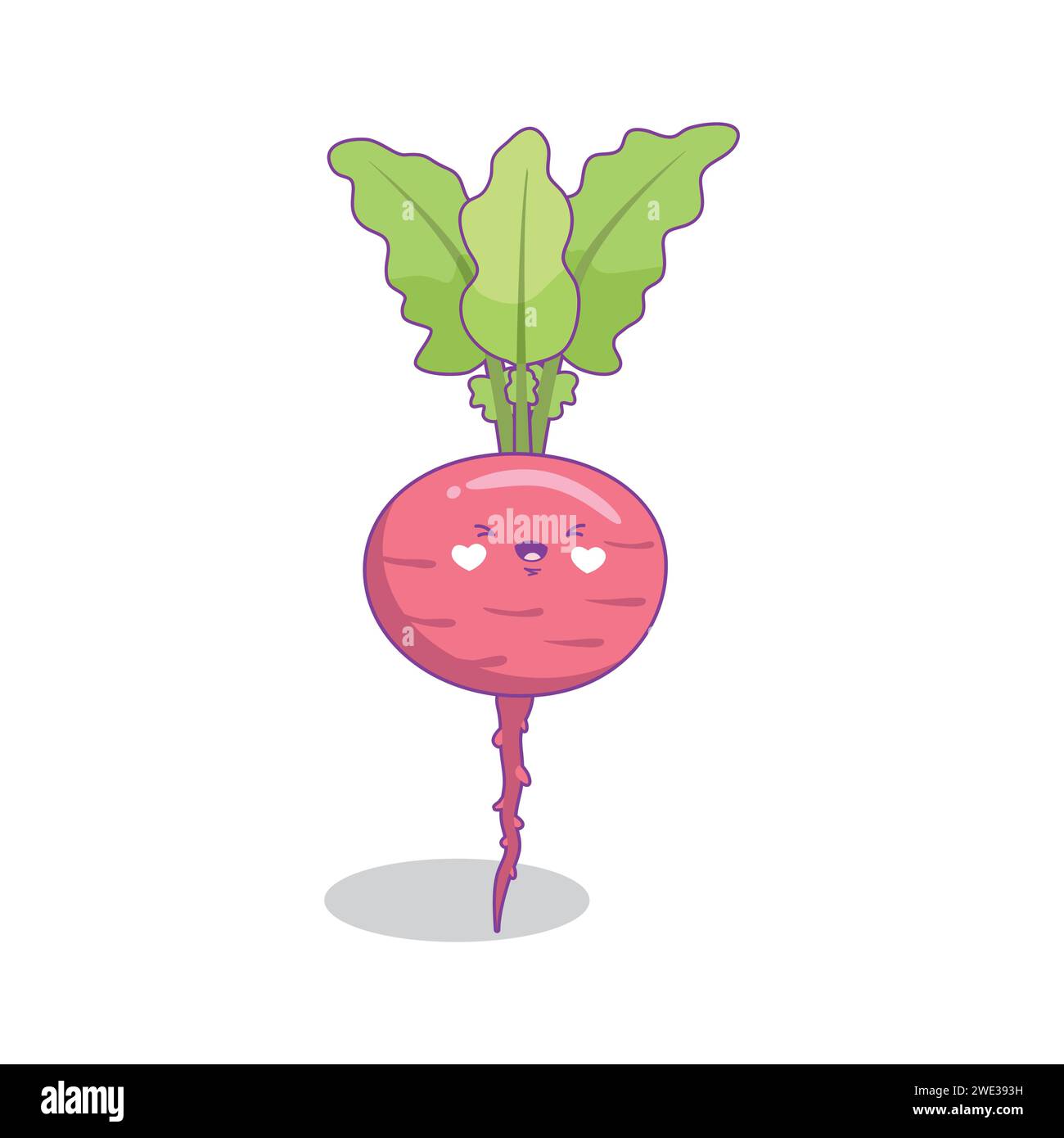 Cute funny beetroot vegetable cartoon kawaii style,Beetroot vegetable